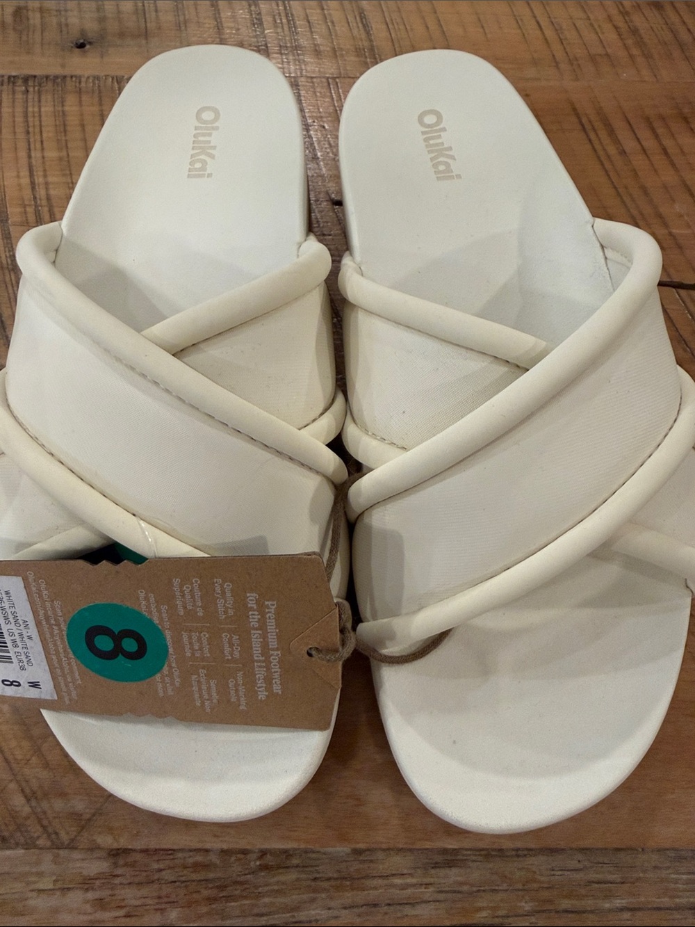 NEW OluKai Ani Padded Cross-Strap Slide Sandals